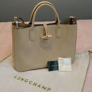 Longchamp Leather Handbag Tan/Cream